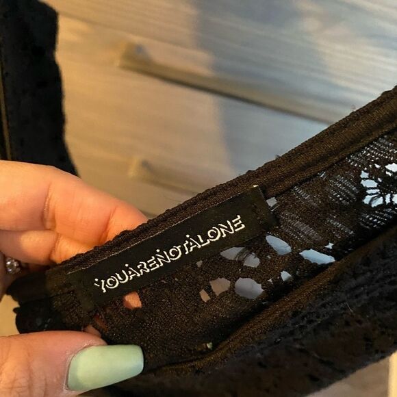 [you are not alone] cross over v neck lack mini dress #2 - Picture 3 of 5